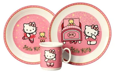 Produktbild von Kinderporzellanset Hello Kitty, rosa, Thun, 3 Stück
