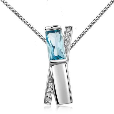 Produktbild von MATERIA by Matthias Wagner Zirkonia Anhänger blau 925 Sterling Silber rhodiniert in Box KA-433