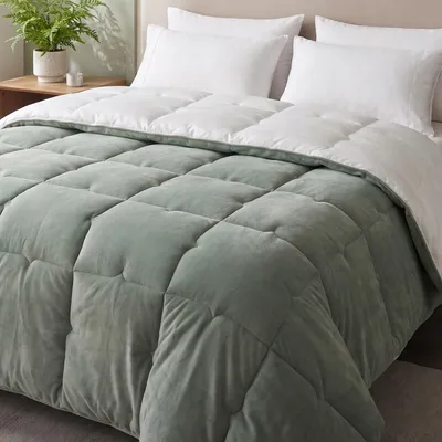 Productafbeelding van FLANDRIA Ultrazacht Winterdekbed Omkeerbaar 600 g/m², 240x260, Saliegroen