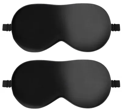 Produktbild von Schlafmaske, Set mit 2 Seidenschlafmasken, hautfreundliche Schlafmaske mit verstellbarem Riemen zur Druckentlastung und für tiefen Schlaf (schwarz)