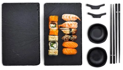 Sushi-Set für 2 Personen, 10-teilig, schwarz, Melamin, spülmaschinengeeignet