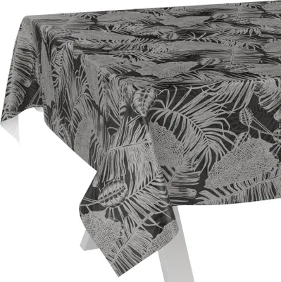 Produktbild von Tischdecke wasserabweisend abwaschbar Grau 2000x140cm Nachttropik Tropika Schwarz Wachstuch Gartentischdecke