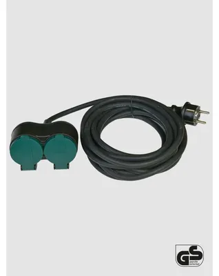 Obrázok produktu pre Predlžovací kábel HEITECH Schuko 5 m - 2-cestný predlžovací napájací kábel na vonkajšie použitie IP44, 250 V čierny