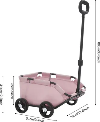 Image de Poussette pour animaux de compagnie - Chariot pliable pour chiens - Pour petits chiens et chats - 4 roues - Structure en acier et tissu Oxford - Jusqu'à 7,5 kg - Rose