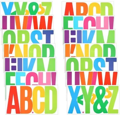 Produktbild von Aufkleber für Buchstaben, 76 große Buchstaben – 14 Bögen Vinyl-Aufkleber – Wasserfest, selbstklebend – Wanddekoration – Vielseitig einsetzbar – Dekorativer Aufkleber – Wandsticker
