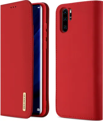 Immagine prodotto di DUX DUCIS per Huawei P30 pro Custodia in vera pelle magnetica Flip Cover completa di protezione con staffa Card Slot red_Huawei