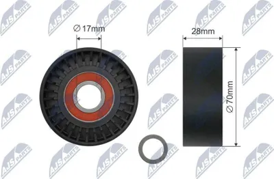 Produktbild von NTY RNK-BM-070 Spannrolle Keilrippenriemen 70mm für BMW 3 Touring (E91) 3 Limousine (E90) 1 Schrägheck (E87) 5 Limousine (E60) 5 Touring (E61)