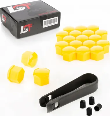 Produktbild von 20x Radschrauben Kappen 17mm gelb Glanz für MAZDA HONDA TOYOTA SUZUKI MITSUBISHI