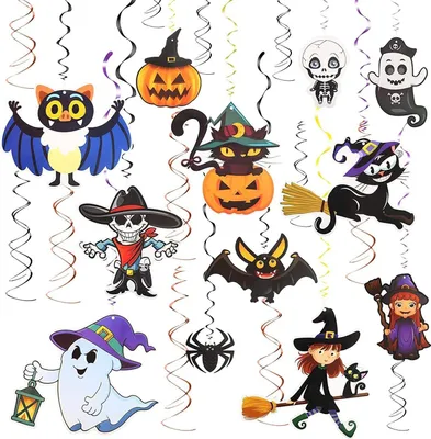Produktbild von 24 Stück Hängende Wirbel Dekoration Spiral Girlanden Halloween dekorative Karikatur Wirbel Deko Party Verzierung Hänge Ornament Festliche Party Zubehör