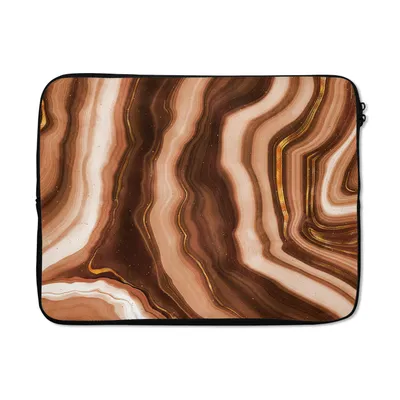 Produktbild von MuchoWow® Laptop Hülle 15 Zoll Achat - Braun - Gold - Geode Stein Laptoptasche - Laptoptasche - Sleeve - Rundum-Schutz