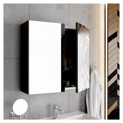 Produktbild von Badezimmermöbel Set Lara 80 Anthrazit | Keramikwaschbecken | Unterschrank | Spiegelschrank | Softclose-Schubladen und -Türen | Moderner Stil | Badmöbel Waschtisch