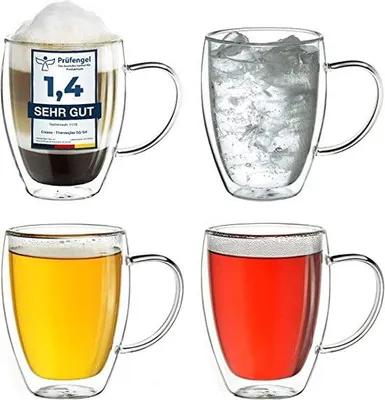 Produktbild von Famanu Doppelwandige Kaffeegläser 250 ml - 4er Set