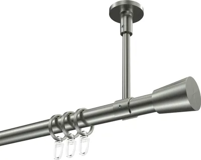 Produktbild von Interdeco Gardinenstange / Vorhangstange Edelstahl-Optik, Typ Sonette Sitra (Konus) Deckenmontage, 20 mm Ø 1-läufig, 100 cm