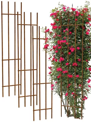 Produktbild von SET 3x Rankgitter 150 x 36 cm Rost - Rankhilfe Garten - Staudenhalter - Blumenhalter - Rankengewächs Pflanzenstütze - Blumenstütze - Staudenstütze - Rankhilfe Strauchhalter