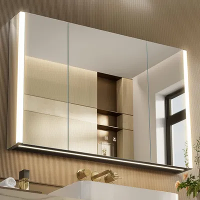 LED-Badezimmerschrank mit Spiegel, 3 Türen, 41x28 cm, dimmbar