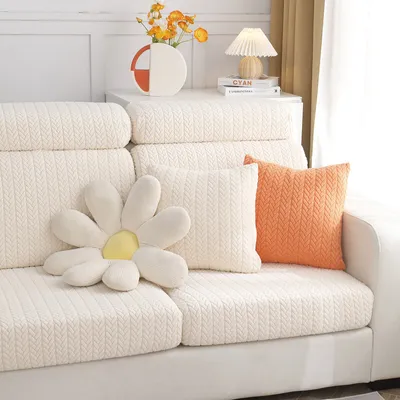 Produktbild von (Beige, Kissenbezug) Couchkissen-Kissenbezug, elastischer, weicher, rutschfester Sofabezug, Möbelschutz, Sofabezug, Sofabezug, Möbelschutzbezug