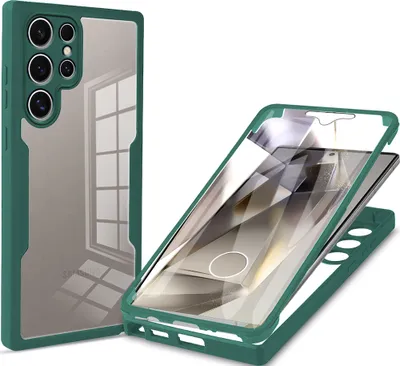 Produktbild von Schutzhülle für Samsung Galaxy S25 Ultra, Eingebautem Displayschutz 360 Grad Komplettschutz Handyhülle Grün
