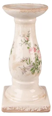 Produktbild von Clayre & Eef Kerzenständer Ø 12x24 cm Rosa Beige Keramik Blumen