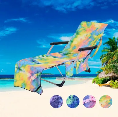 Produktbild von Strandkorb Handtuch Lounge Chair Cover,Tragbares Mikrofaser-Strandtuchbezug,mit 2 Seitentaschen,für Urlaub,Sonnenbad（Gelb）