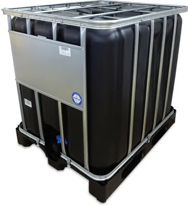 Produktbild von 1000 L 1000 Liter IBC Container Regenwassertank Tank schwarz Kunststoffpalette