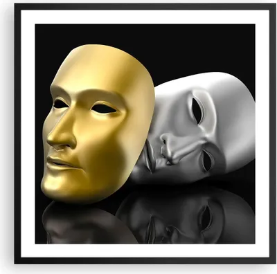 Produktbild von Gerahmtes Poster - Schwarzer Rahmen - Maske Theater Bühne Schauspieler - 60x60 cm - Wand Bild - Wanddeko - Wandbilder - Wandposter - Bilderrahmen - Bilder - Kunstdruck - Wandbild - P2BAC60x60-2432