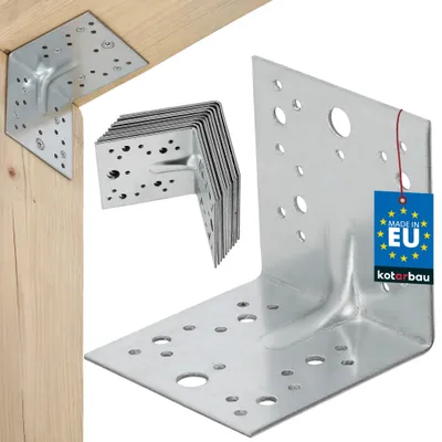 Obrázek produktu pro KOTARBAU® Sada 12 ks úhlových spojek, regálové úhelníky 100 x 100 x 100 mm, úhelníky pro těžké zatížení, dorazové úhelníky, zesílené kovové úhelníky, stavební spojky, pozinkovaná ocel