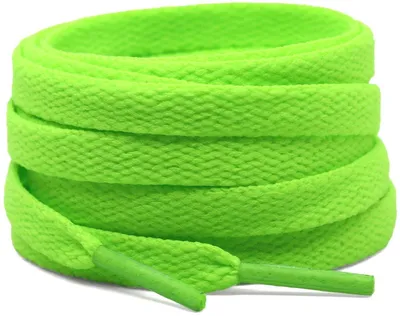 Obrázek produktu pro Neonově zelené tkaničky – ploché zelené tkaničky – 100 cm – 1 pár tkaniček – světle zelená špička – neonově zelené tkaničky – CHPN