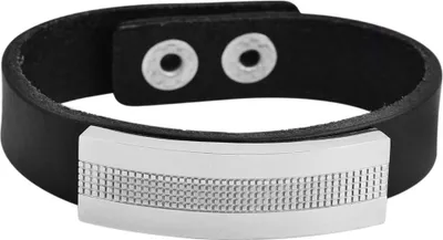 Produktbild von Akzent Armband aus Echtleder und Edelstahl in Schwarz