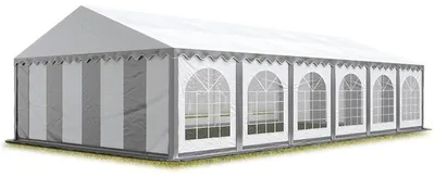Immagine prodotto di TOOLPORT 6x12 m Tendone per feste PREMIUM PVC ritardante di fiamma - grigio-bianco 100% impermeabile Tendone da esterno Tenda party