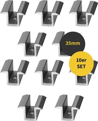 Produktbild von 10x Photovoltaik ALU Mittelklemme Solarmodul Solarpaneele bis 40mm Solar Klemme silber