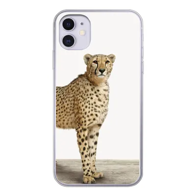 Produktbild von MuchoWow® Handyhülle Schutzhülle Hülle für iPhone 11 Leopard - Tiere - Weißer Hintergrund - Kinder - Jungen - Mädchen Silikon Softcase Handy Hülle - Handytasche