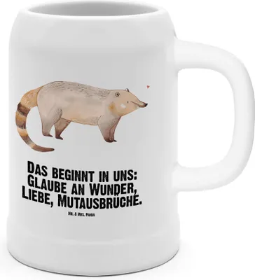 Produktbild von Mr. & Mrs. Panda Krug Nasenbär - Weiß - Geschenk, Steinbierkrug, Tiere, Humpen, Bär, Bier Seidel, Steinkrug, Rüsselbär, Nasenbären