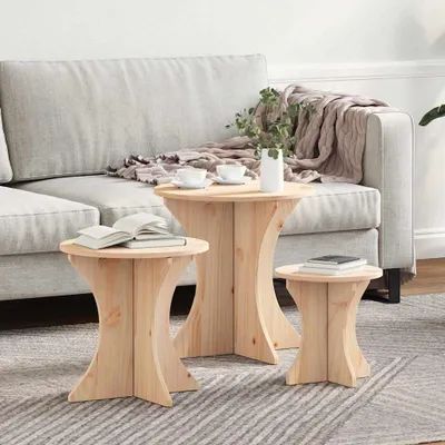 Obrázok produktu pre Maison Exclusive – Konferenčný stolík, 3 kusy, prírodná farba, 46 x 46 x 47 cm