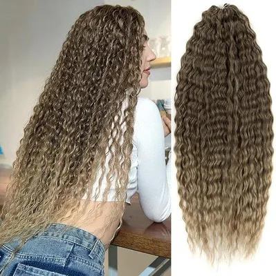 Produktbild von Drei Pakete 55 cm, Ombre-Braun, Wasserwellen, gehaakte Haarverlängerungen, Frisuren, Haarverlängerungen, gehaakte Haarstücke, synthetische Frisuren, gehaakte Haarextensiven