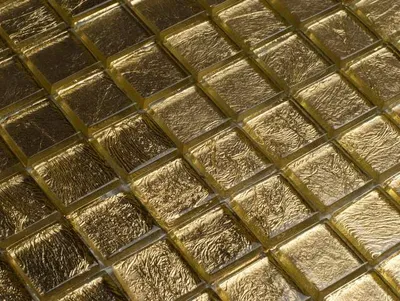 Zdjęcie produktu dla Mozaika szklana, metaliczne złoto, mozaika "FAZ" złota z połyskiem, złoty dekor 30 x 30 cm