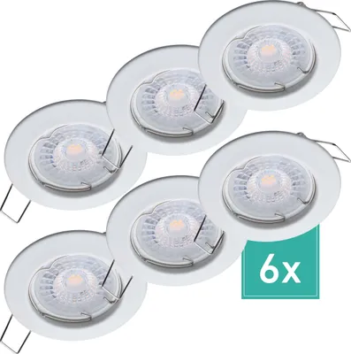 Produktbild von 6er Set Oktaplex Einbaustrahler 3-Step dimmbar inkl. LED Modul 2.700K warmweiß - Deckenspots Weiß