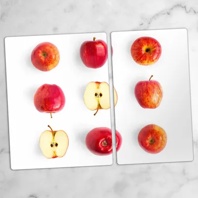 Produktbild von Glas-Herdabdeckplatten Glaskeramikkochfeld-Abdeckung Spritzschutz Schneidebrett Zweiteilige Glas 70x52 cm Früchte Äpfel
