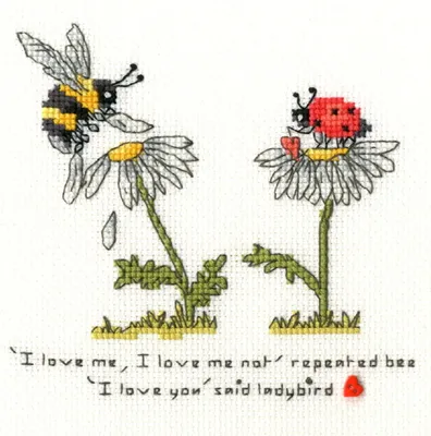Produktbild von Auslaufmodell Bothy Threads Kreuzstich Set "Lieb mich, lieb mich nicht", Zählmuster, XETE5, 12x12cm