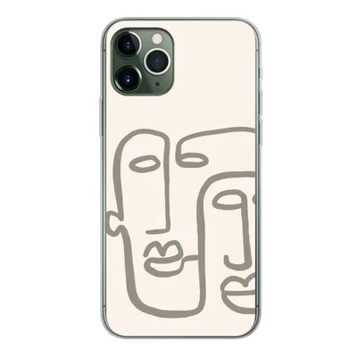 Produktbild von MuchoWow® Handyhülle Schutzhülle Hülle für iPhone 11 Pro Gesicht - Abstrakt - Strichzeichnung Silikon Softcase Handy Hülle - Handy