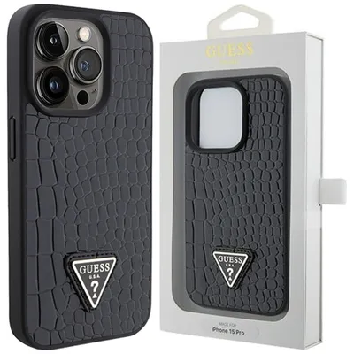Zdjęcie produktu dla Guess Guhcp15Lpcrthck Iphone 15 Pro 6.1 Czarny/Black Hardcase Croco Triangle Metal Logo