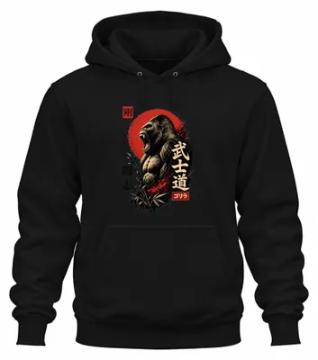 Imagen del producto de Sudadera con capucha "Gorilla Bushido Japan Samurai Ninja Y2K Silberrücken", color , talla S