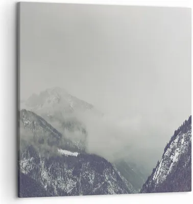 Produktbild von Bild auf Leinwand - Leinwandbild - Einteilig - Berge Wald Nebel - 50x50cm - Wand Bild - Wanddeko - Wandbilder - Leinwanddruck - Bilder - Wanddekoration - Leinwand bilder - Wandbild - AC50x50-4270