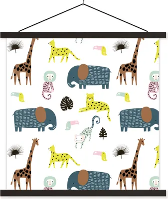 Produktbild von MuchoWow® Textilposter Dschungel - Tiere - Affe 120x120 cm mit schwarzem Rahmen - Aufhängungsset
