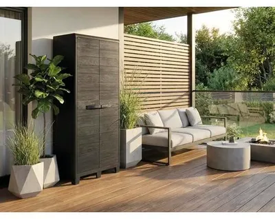 Produktbild von Gartenschrank, Geräteschrank Woody groß 78 x 46 x 182 cm anthrazit