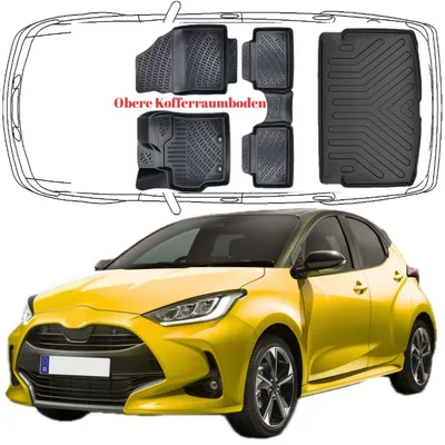 Produktbild von 3D Auto Fußmatten & Obere Kofferraumwanne Set Kompatibel mit Toyota Yaris 4.Gen XP21 ab 2020