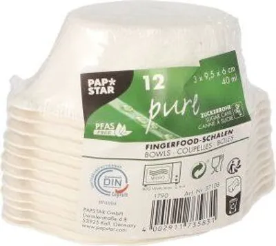 Produktbild von Fingerfood - Schalen Zuckerrohr "pure" 40 ml 3 cm x 9,5 cm x 6 cm weiss "Wave"