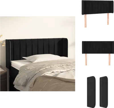 Produktbild von vidaXL Kopfteil mit Ohren Schwarz 103x16x78/88 cm Samt -  Kopf- & Fußenden