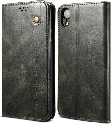 Produktbild von iPhone XR Hülle, LaimTop Leder Flip Brieftasche Schutzhülle für iPhone XR Grün