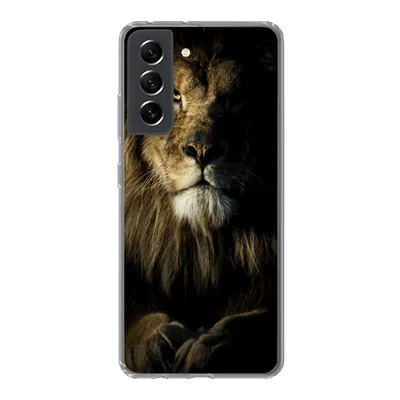 Produktbild von MuchoWow® Handyhülle Schutzhülle Hülle für Samsung Galaxy S21 FE Löwe - Licht - Schwarz Silikon Softcase Handy Hülle - Mobiltelefonhülle