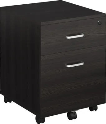 Image de Armoire mobile - Caisson à roulettes pour dossiers suspendus A4 - 2 tiroirs - Avec roulettes - Bois - Montage nécessaire - 40 × 45 × 55,6 cm - Noir
